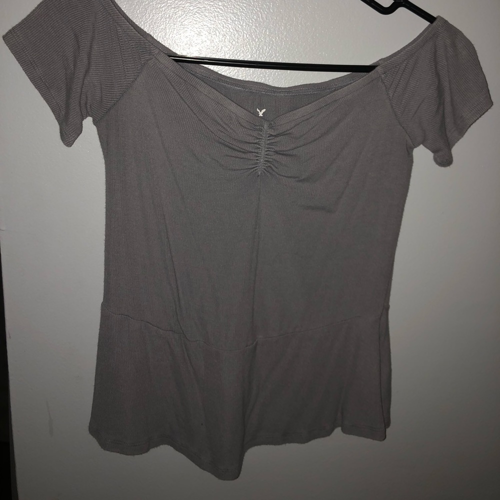 Gray off the shoulder top